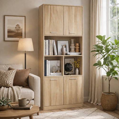 Tall bookcase oak - bookcase, storage