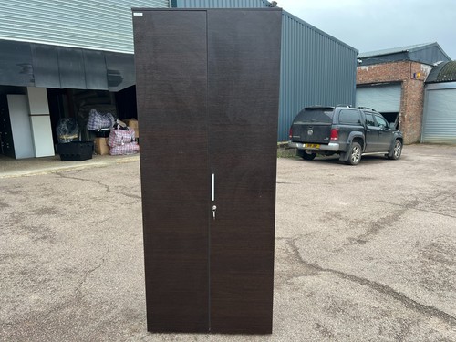 Dark wood office cupboard - office,